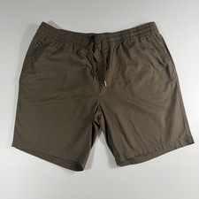 Matinique Mens Shorts Linen Cotton Blend Brown Elastic Waist 42" L 8.5" XXL