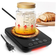 Sourdough Starter Warmer Mat, 12H Timer, Precise 1 F Thermostat Control Black