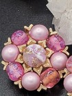 Vintage 1960s Pink Beaded Cluster Clip-On Earrings - Faux Pearl & Givre Glass — photo 7