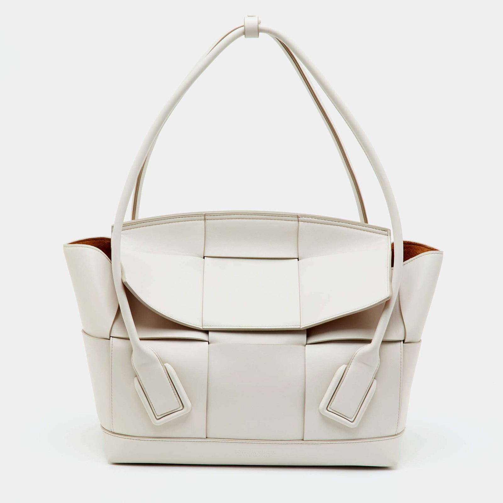 Bottega Veneta The Arco White Maxi Intrecciato Leather Tote