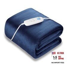 Electric Heated Blanket Queen Size 84" x 90"  6 Heating Levels  8h Auto Blue