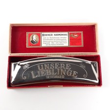 Vtg M Hohner Unsere Lieblinge Harmonica 32 Hole Key Of C in Original Blue Box