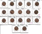 RUN OF 17 CH-GEM BU WHEAY BACK CENT MOST CHERRY RED 1944-1958