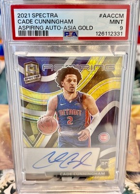 2/3 Jersey Match! 2021 Spectra Cade Cunningham Rookie GOLD RC Auto PSA 9 POP 2