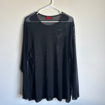 tripp nyc long sleeve black mesh shirt red tag oversized goth club