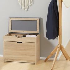 HOMCOM Entryway Shoe Storage Bench Cabinet with Padded Seat Living Room