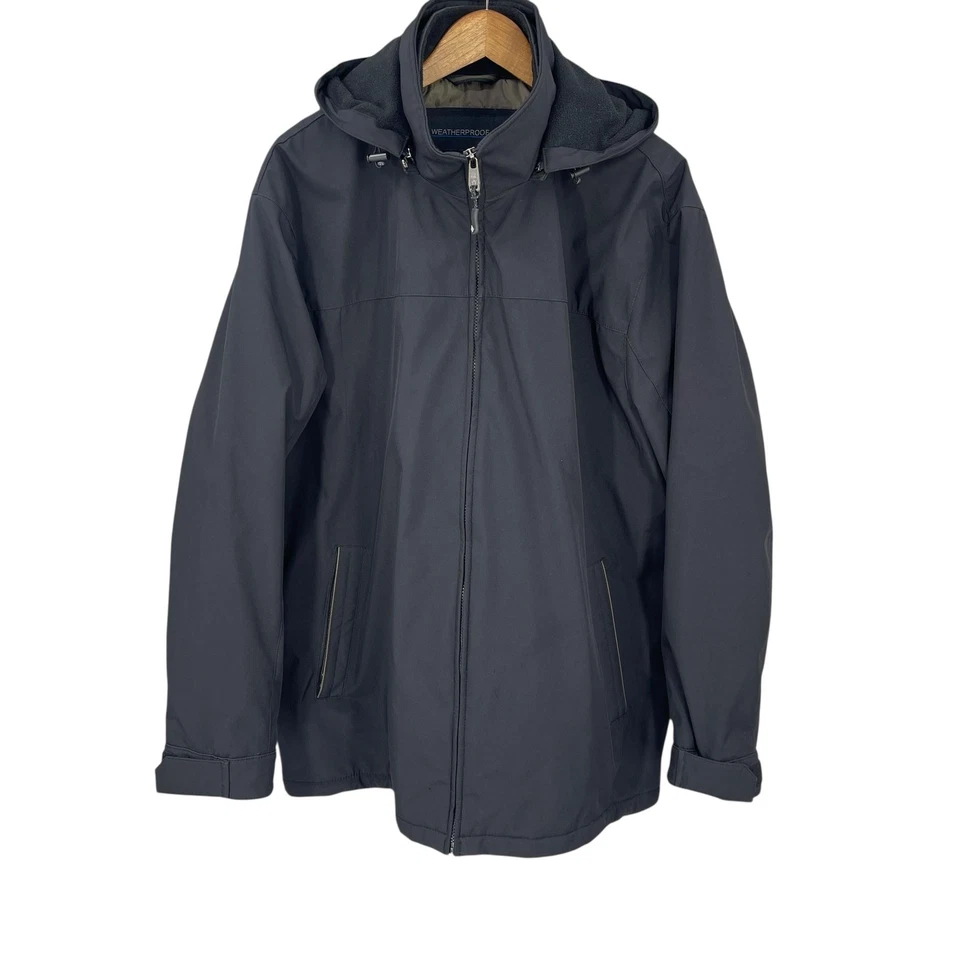 Weatherproof Insulated Jacket Men Winter Career Black Hood Quilted Zip Size XXL - Image 4 of 4