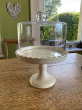 Cream Cupcake Cake Cheese Pedestal Plate Stand Clear Glass Dome Cloche