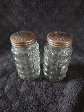 Vintage, Clear, Cut Glass Salt  Pepper Shakers.
