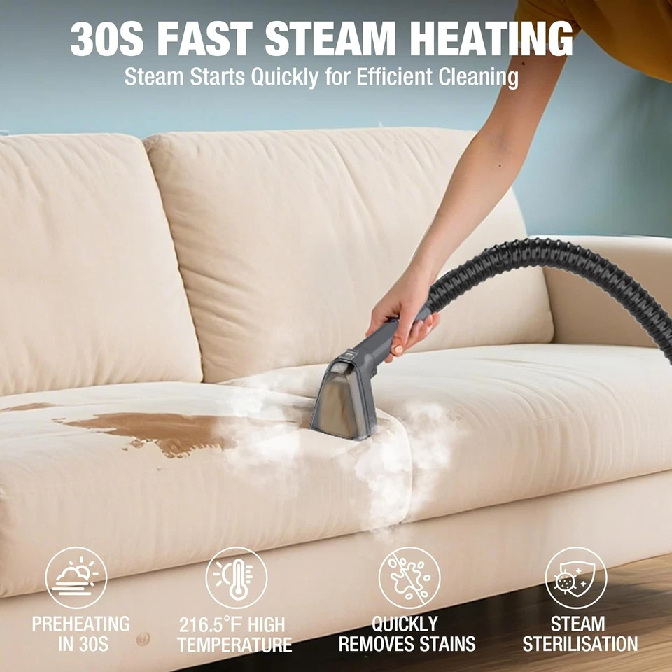 Limpiador portátil de alfombras y tapicería a vapor WORKPRO 16KPa limpiador de vapor y calefacción Foto 4 de 4