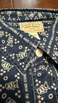 RRL indigo native柄ハンドウーブン ジャカード ベスト サイズS RRL indigo native柄ハンドウーブン ジャカード ベスト サイズS