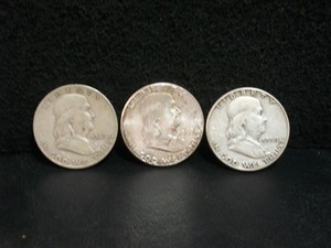 [Lot of 3] FRANKLIN HALF DOLLARS .50  90% Silver $1.50 Face Value