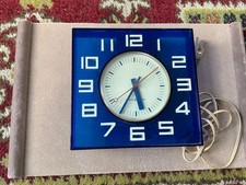 Vintage 60s-70s General Electric Cobalt Blue Lucite Square Electric Wall Clock