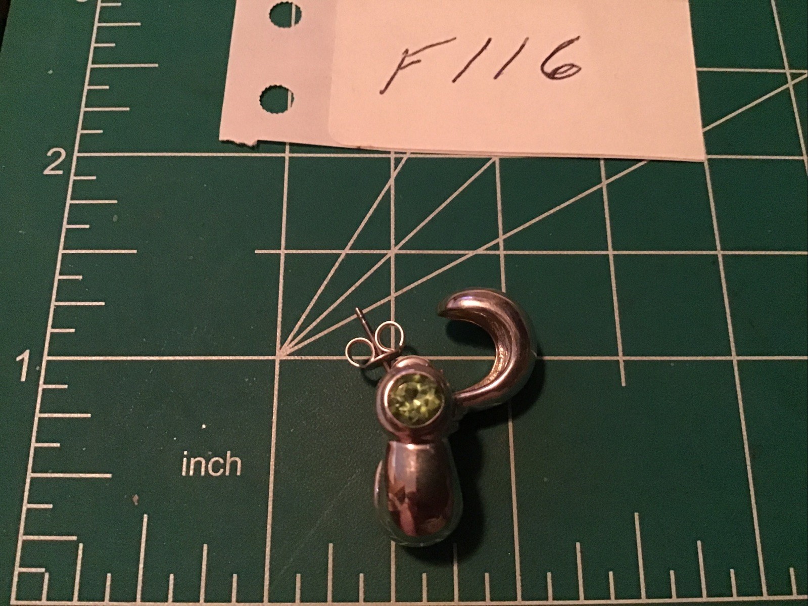 Joseph Esposito ESPO Sterling 925 Silver Half Hoop Green Gemstone Earrings