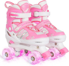 Kids Roller Skates for Boys Girls Kids Toddler Beginners, Adjustable 4 Sizes Qua