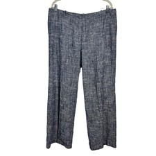 Talbots Heritage Linen Cotton Wide Leg Coastal Nautical Pant In Heather Blue 14