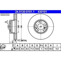 Bremsscheibe ATE 24.0130-0101.1 (2 Stk.) FüR BMW 7Er 8