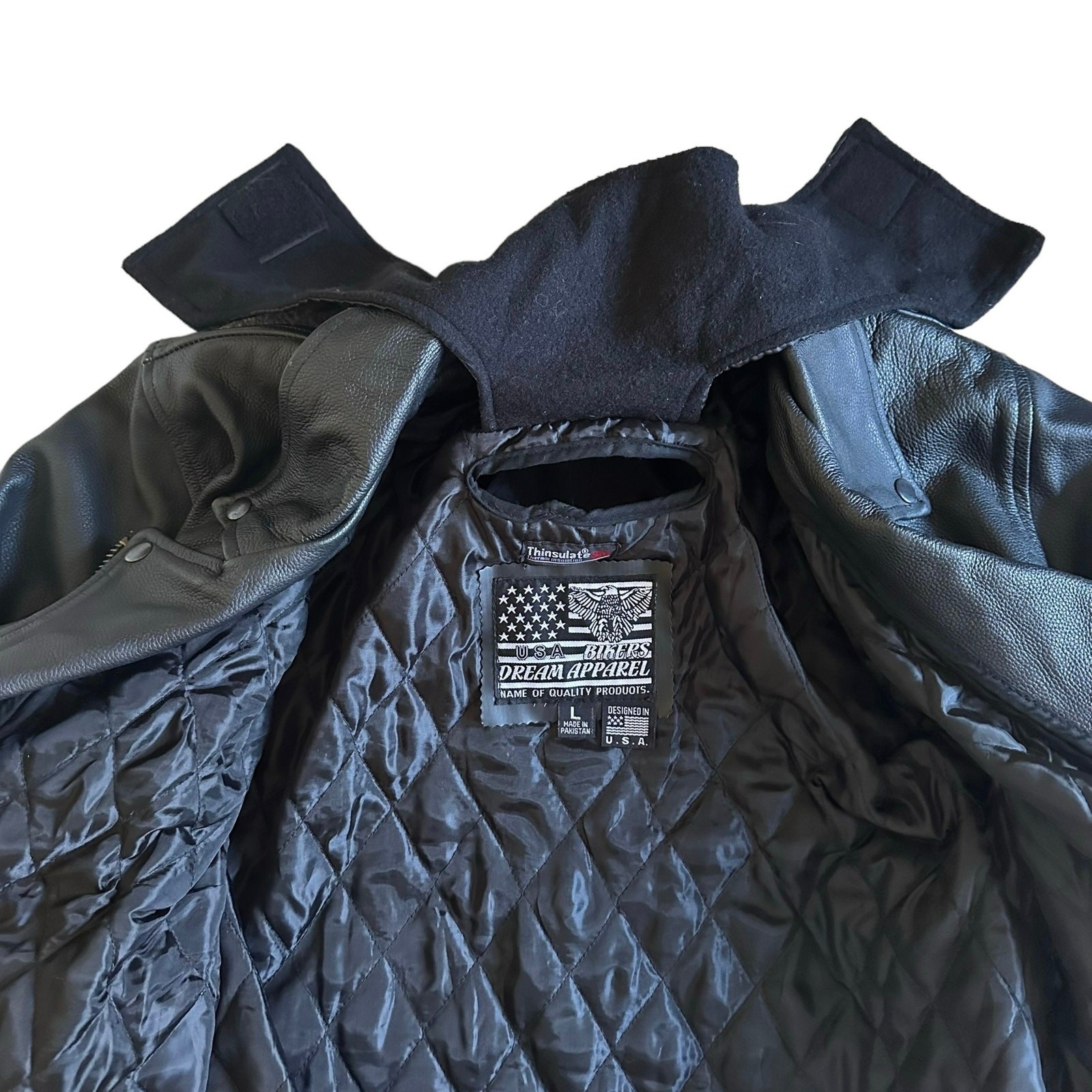 Bikers Dream Apparel Women L Black Leather Motorcycle Jacket Thinsulate Quilted