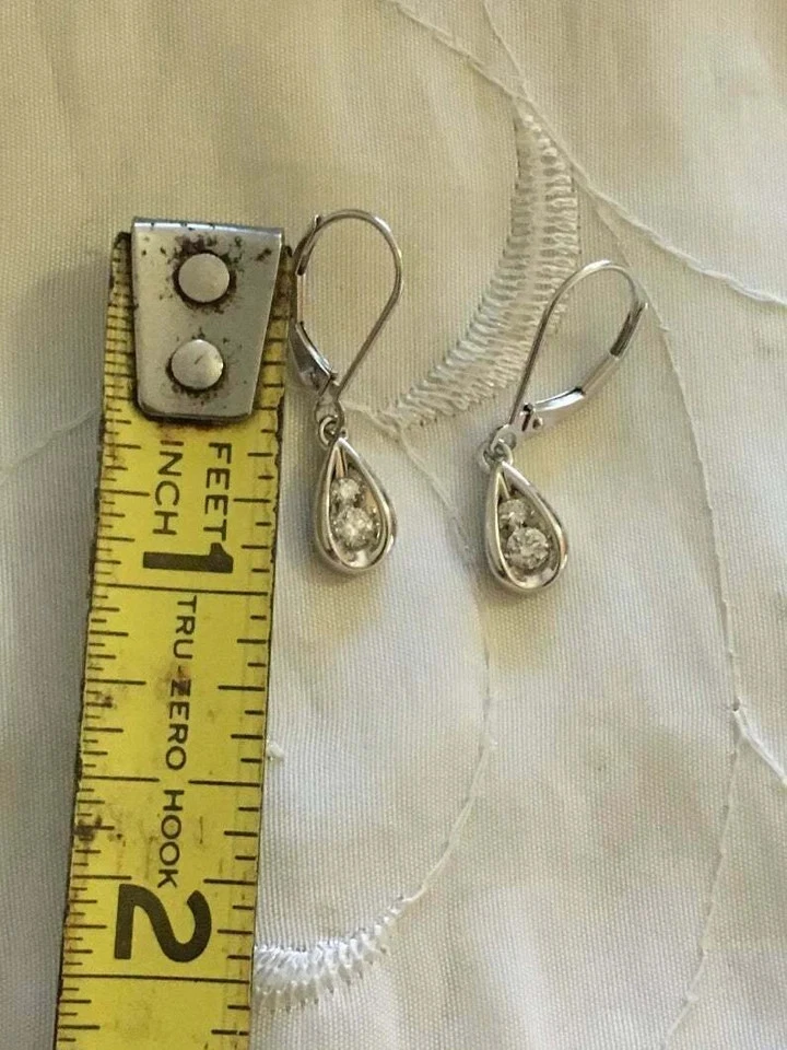 2Ct Round Cut Lab-Created Diamond Drop and Dangle Earrings 14K White Gold Plated - Image 4 of 4