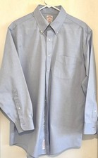 Brooks Brothers 346 Men's Dress Shirt Regular Fit, Non-Iron, Blue Size 16 32/33