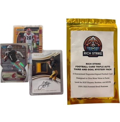 Rich Strike Football Card Triple Auto Third and Goal Mystery Pack. 3 Autos