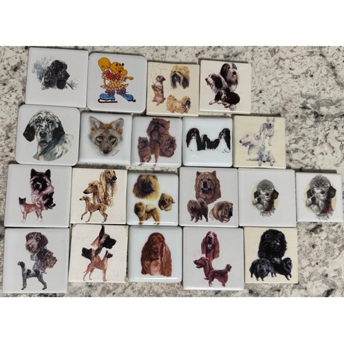 Vintage Lot 20 Dog Breed Ceramic Tile Magnets Monika Heller-Cole Art Read