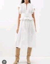 Ulla Johnson Florence Embroidered Cotton Midi Dress 8 Ruffle Flutter 