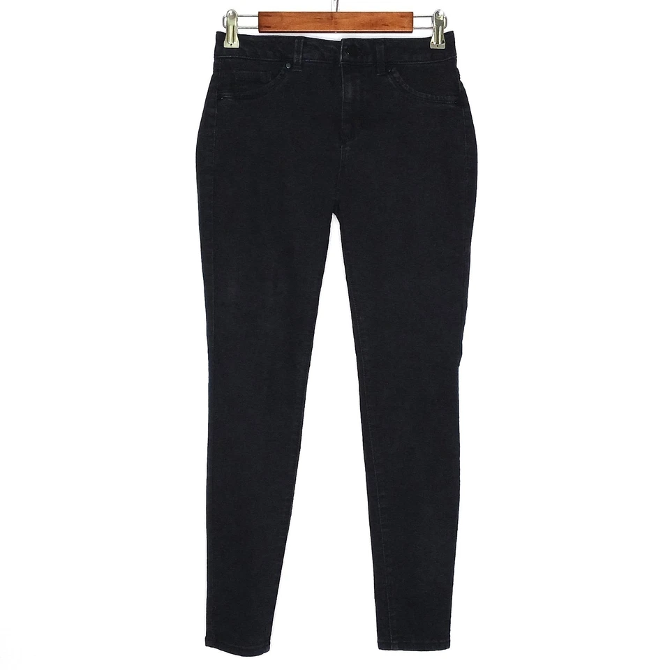 D.Jeans womens skinny denim jegging size 4 stretch waist solid black - Image 2 of 4