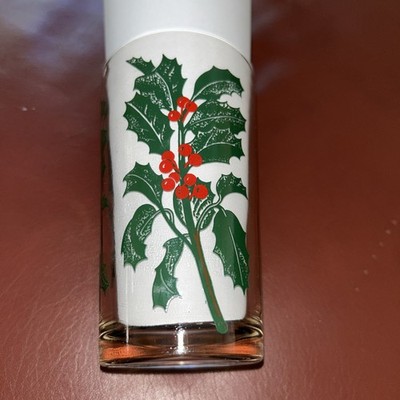 Vintage Boscul 1950 s Holly & Berries  5'' Peanut Butter Glass