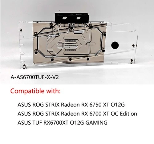 Granzon GPU Water Cooling Block Use For ASUS ROG STRIX Radeon RX 6750 XT O12G