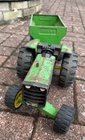 1970s Vintage Green Pressed Steel Tonka Tractor and Trailer