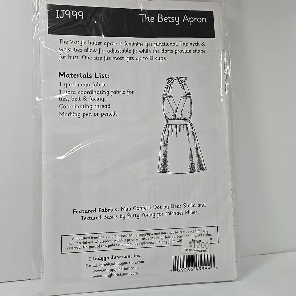 Indygo Junction Pattern The Betsy Apron 2 yard Halter Style fits D cup UNCUT - Image 2 of 4