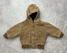 Carhartt YTJ130 Brown Jacket Toddler 4T Quilt Lined Full Zip Hooded