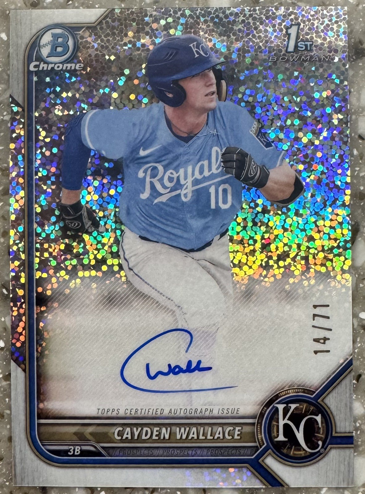 2022 Bowman Chrome Draft #CDA-CW Cayden Wallace Auto Sparkle /71 (AU RC)