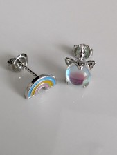 Silver 925 Rainbow And Unicorn Crystal Earrings Set