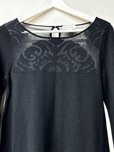 Top Monzón Mujer Talla 8 Negro Detalle Encaje Mangas Largas Excelente Estado - Imagen 2 de 13