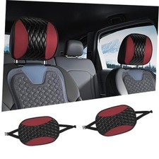 2PCS Car Headrest Cover, Leather Headrest Protector  Waterproof Wine Red