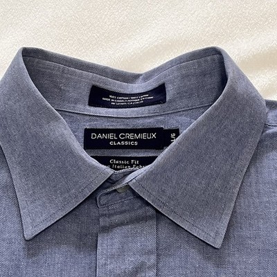 Daniel Cremieux Men's Blue Classic Fit Button-Down Shirt Long Sleeves Size Large