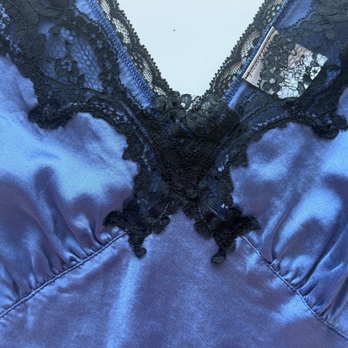 Jonquil by Diane Samandi Silk & Lace Cami Blue Black Small Romantic Sleepwear - Picture 6 of 14