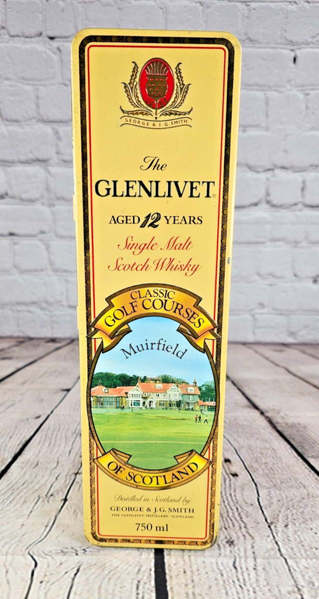 ウイスキー The Glenlivet 12 Years Old Tin Case VTG The Glenlivet 12 Year Scotch Whisky Tin Muirfield Golf Course
