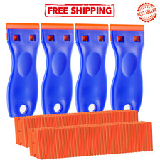 4 Pack Plastic Razor Scraper with 120 Blades Adhesive Sticker Remover