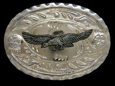 UE05109 VINTAGE 1970s  BALD EAGLE  WESTERN  COWBOY DESIGN BELT BUCKLE