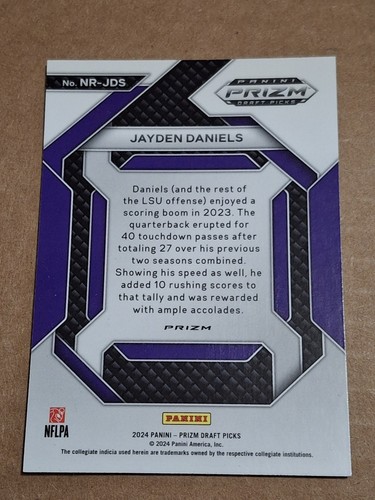 2024 JAYDEN DANIELS PANINI PRIZM RED ICE NEW RECRUITS ROOKIE CARD RC #NR-JDS LSU - 第 2/3 張圖片