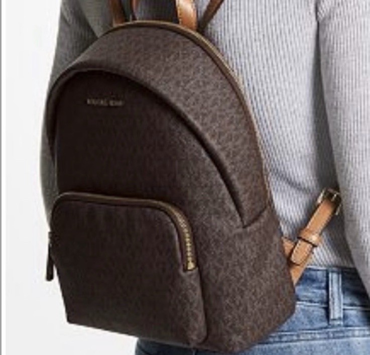 Michael Kors Brown Monogram Backpack with Gold Hardware and  display picture 2