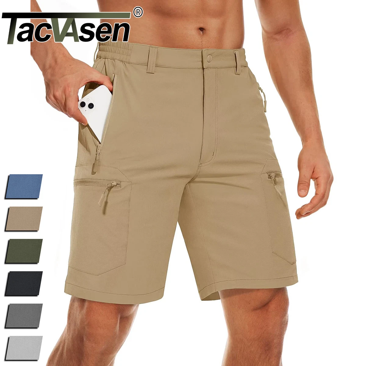 Men s Ripstop Hiking Shorts Casual Cargo Pants 5 Zipper Pockets Quick Dry Shorts