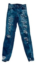 American Eagle Super Stretch Ultra Skinny Jeans Womens 00 Distressed Low Rise