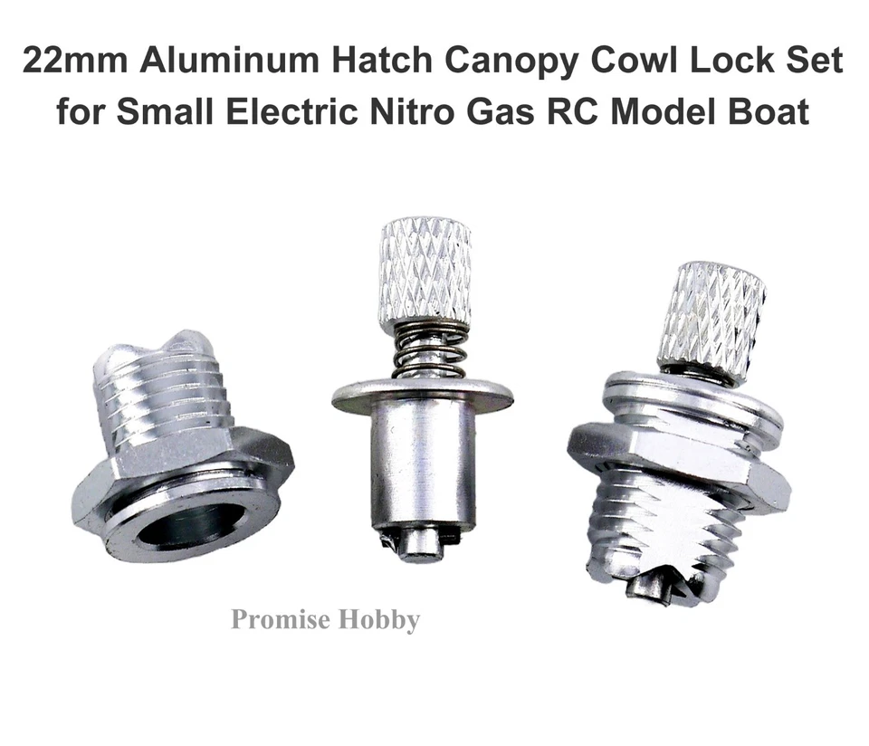 22mm Aluminum Canopy Hatch Cowl Lock Set for Small Electric Nitro Gas RC Boat - Image 2 of 4