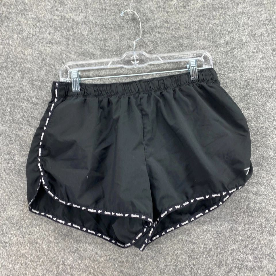 Pantalones Cortos Reebok Mujer L Grandes Negros Tiro Alto Caliente Cintura Elástica Foto 3 de 4