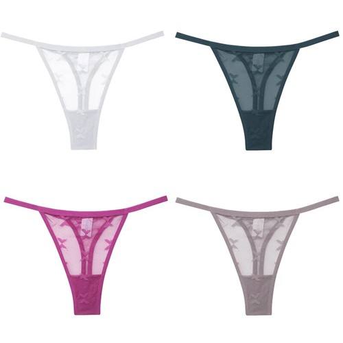 4PC Women Sexy Lace Low Waist Thongs Panties Intimate G-String Briefs Underwear - Picture 25 of 35
