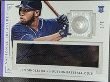 JON SINGLETON 2014 Panini National Treasures DUAL AUTO Jersey BUTTON PATCH #1/6